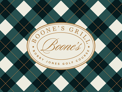 Boone's in Plaid badge branding design elegant georgia golf golf club golf course logo plaid restaurant typography vector