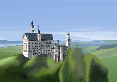 Castle On The Hill castle design digital painting drawing graphic design illustration illustrator shadows travel