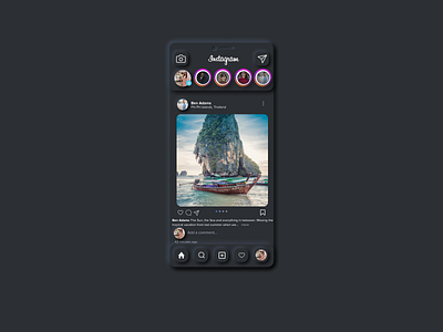 Instagram Dark Mode Neumorphism app design instagram mobile app ui ui