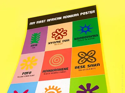 My first African Adinkara Poster abstract design flat vector