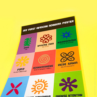 My first African Adinkara Poster abstract design flat vector