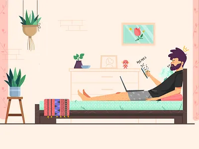 Lockdown habitat app character coronavirus covid19 crown ecommerce flower happy home memes plants quarantine ui