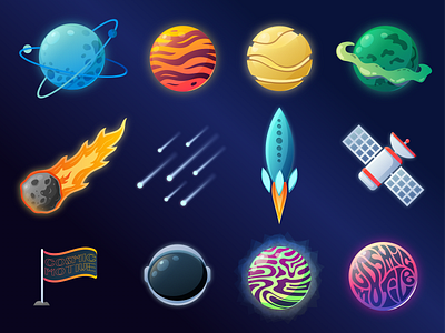 Intergalactic Space Elements 3d branding design illustration logo product typography ui ux vector