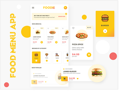 Foodie - Food Menu App android app app app design app ui food and drink food app foodie ios restaurant ui ux