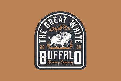 The Great White Buffalo Brewing Co. america animal apparel badge logo beer beer label branding brewery brewing company craft beer great outdoors great white buffalo hop identity illustration logotype mark minimal package design typography