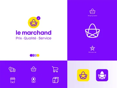 Lemarchand branding concept basket brand identity branding buy now cart commerce e commerce shop ecommerce app flag marketplace sell sell on shopping shopping basket star vendor