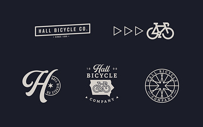 Hall Bicycle Company Brand Identity bicycle bicycle logo bike bike icon bike logo brand identity clean icon logo minimal retro retro logo script script logo tire tire icon