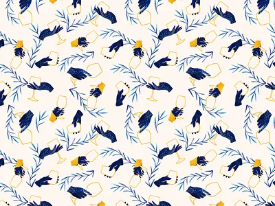 Cheers | a friendship pattern botanical illustration cheers digital illustration fabric design friendship hands illustration pattern photoshop art portugal texture toast wacom watercolor