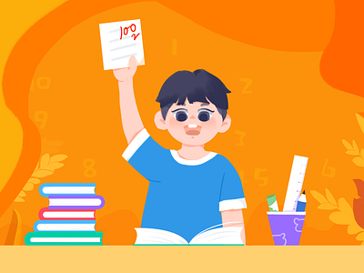Illustration banner book boy design illustration study ui