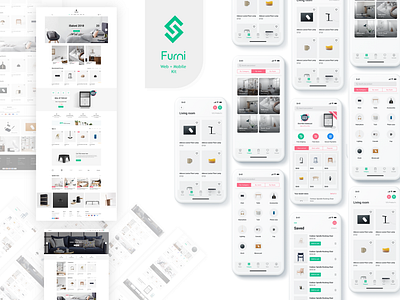 Furni Web Landing Page and Mobile App Design app clean dashboard ui design furniture app furniture design graphic responsive design templete ui uiux web design