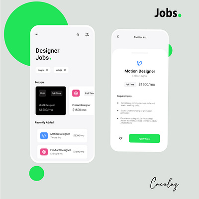 Jobs animation app branding design minimal ui ux