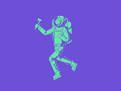 Hatchetstronaut astronaut floating green hatchet illustrate illustration illustrator ipad pattern procreate purple simple single color space throw throwing unique