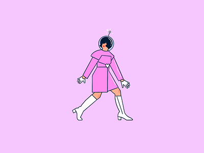 Mod Astrogirl 🪐 1960s 60s astronaut boots character dress pink retro space space age woman