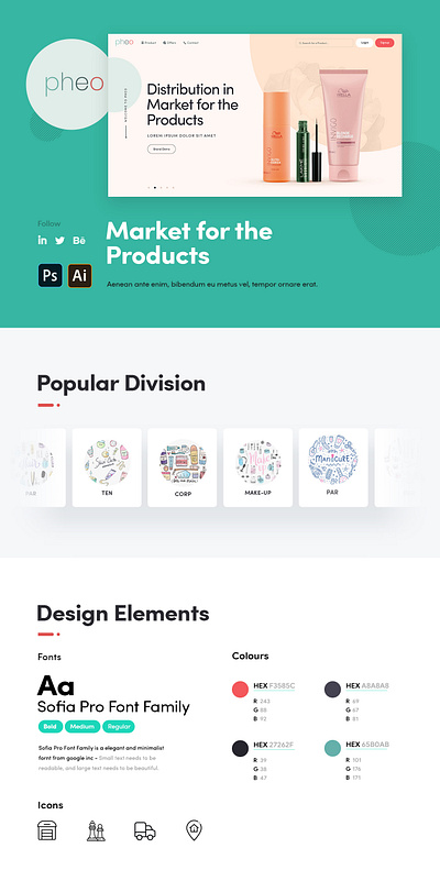 pheo website redesign clean color design dribbble illustration mobile photoshop simple ui ux