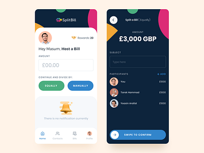 UX Update on SplitBill Mobile App clean dashboard mobile app payment simple splitbill ui ux