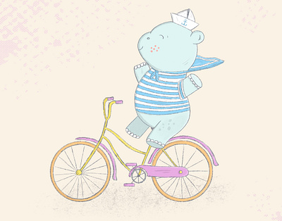 Happy hippo is going on vacation illustration art artwork character design digital art digital illustration drawing illustration illustrator