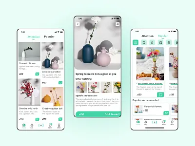 Fashion floral display app design ui