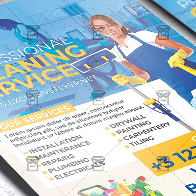 Cleaning Service - Flyer PSD Template sparkling clean