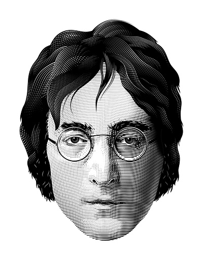 LENNON PORTRAIT design engraving illustration music portrait poster design retro vector