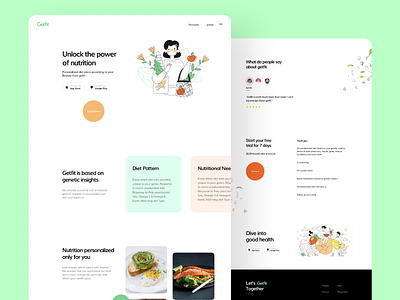 Getfit Website branding concept css diet ecommerce fitness flat food health hover illustration interface landing logo minimal modern nutrition plans typography ui