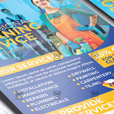 Professional Cleaning Service - Flyer PSD Template sparkling clean