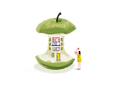 苹果屋 illustration 抽象 插画 苹果 青苹果