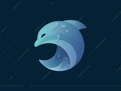 Dolphin Wave Logo (sold) animal blue branding creature dolphin drops gradient happy logo logos marine modern ocean sea water wave