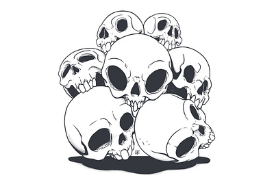 Many Skulls 2d art art ink manga sketch skull skullyjuly tattoo イラスト イラストレーター