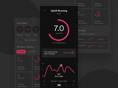 Exercise App dark exercise interface product ui