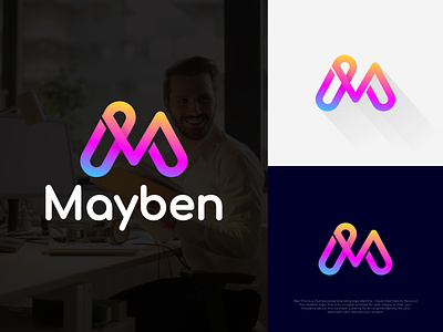 Mayben abstract logo brand mark branding business character clean colorful creative design font gradient icon letters logo logo design minimal modern life symbol unique vector