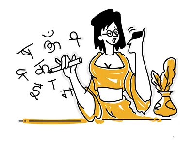 क ख ग सीखें - Learn Hindi Varnamala Letters with Pictures | cartoon girl girl character glash icon icon design illustraion logotype mobile word