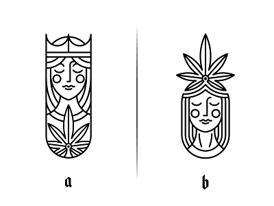 Lady Qunapy cannabis cannabis design cannabis logo cbd choice concept face female female logo hemp indica lady leaf line art logo logo design logodesign princess queen thc