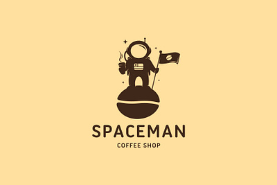 Astronaut Coffee Shop Logo Template astronaut brand identity branding clean design coffee coffee bean coffee cup coffee shop coffeeshop cosmonaut creative design creative market logo design logo template logotype planet restaurant logo space stars vector