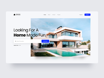 Real Estate 2020 trend clean design header hero home minimal real estate ui ux web web design website websites