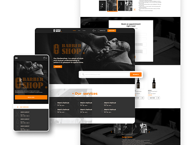 Barber Shop concept barbershop branding concept dark ui design figma flatdesign mobile product design typography ui ui design uiuxdesign ux website