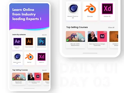 Online Courses App UI adobexd course app education app interface interface design minimal ui minimalist soft ui ux ui