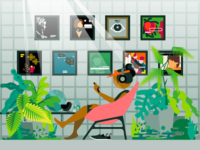 Tim's Twitter Listening Parties adobe illustrator color illustration interiors lifestyle people plants scenes summer summertime vacation vector