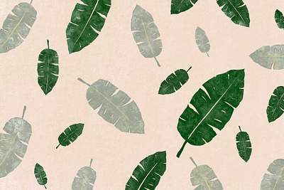 Tropical Leaves In Grey & Green botanical design digitial drawing illustration leaves pattern patterndesign travel art tropical tropical leaves