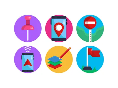 Geolocation Icons design vectors direction flat icons geolocalisation geolocation icons icons pack illustration navigation design stop ui vectors