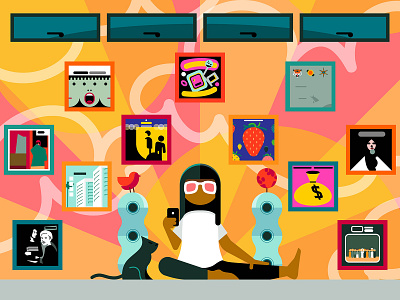 Tim's Twitter Listening Parties advertising chill contemporaryart editorial graphic illustration interiors music people scenes vector vibe