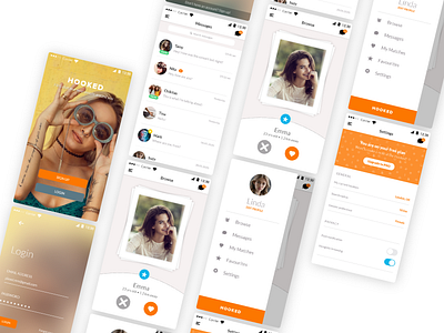 Messaging App Hooked android dating design flirting ios iphone messages mobile app ui ux design mobile ui network social media voice
