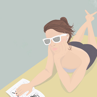 Chilling In May chiling digitial drawing editorial illustration figuredrawing illustration relaxing sister stylised figures sunbathing sunglasses travel art