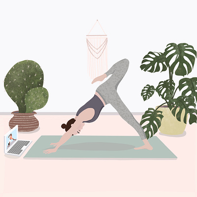 Lockdown Yoga digitial drawing editorial illustration illustration