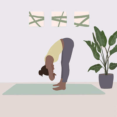 Turning Your Home Into Your Studio digitial drawing downdog editorial illustration exercise forwardfold illustration lockdown lockdownexercise onlineclass pilates yoga yoga pose yoga studio zoomclass