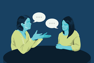 Conversation Illustration 2 adobe avatar behance bold color conversation design dribbble female flat graphic design illustration illustrator instagram people pitch procreate simple talking women