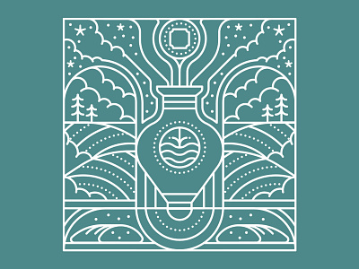 In-Touch badge bread clouds editorial flat geometric graphic illustration linework minimal monoline pattern trees vase vector water