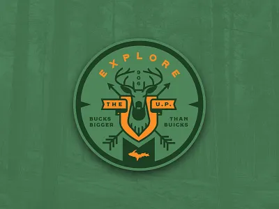 Explore the U.P. sticker badge brand buck deer explore illustration michigan patch sticker whitetail