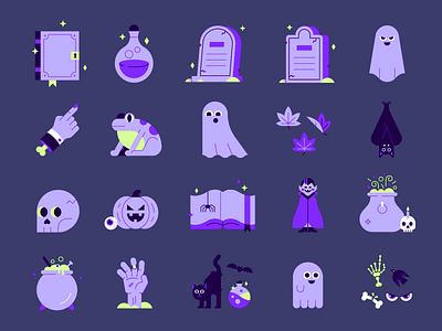 Walmart Halloween Packaging Illustrations 👻🎃💀 bone book character cute deaign eyeball ghost grave hand icons illustration illustrations logo package packaging seasons shopping spell spooky