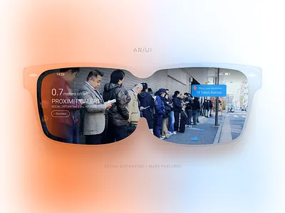 AR Glasses Concept - Social distancing alert alert augmented reality concept glasses social distancing ui user interface