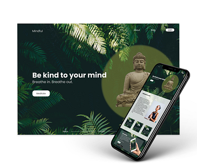 Meditation landingpage meditation ui design web design